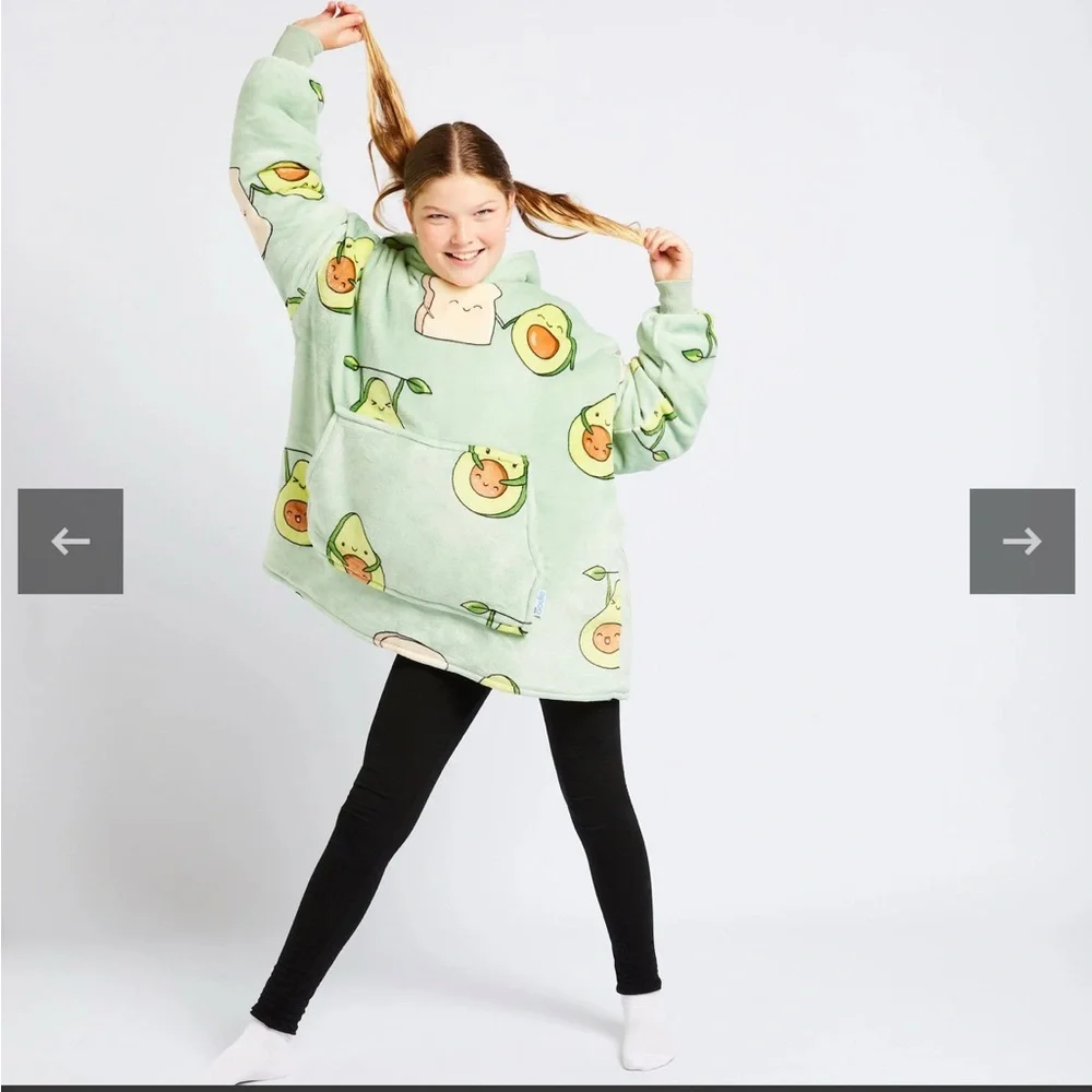 Cozy Avocado Kids Plush Hoodie Robe - Mint Green